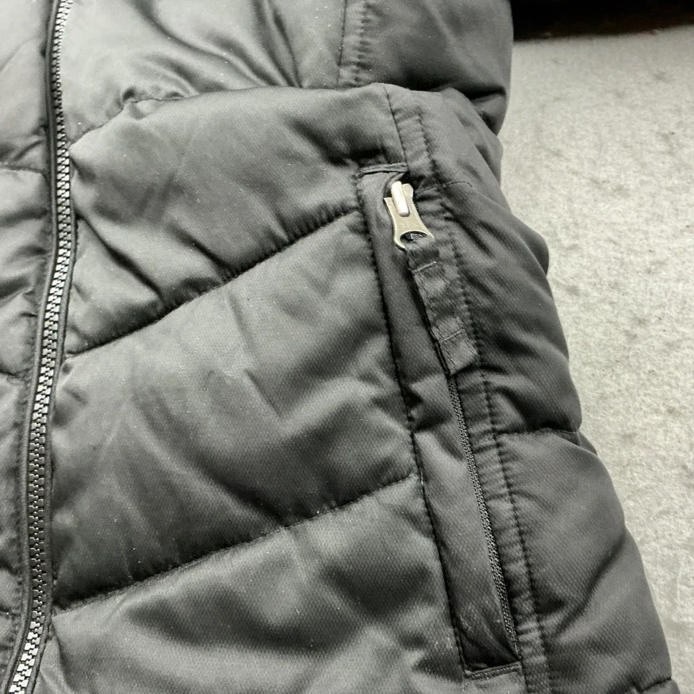 Lands' End Puffer Parka Faux Fur Hood Black Girl Small PrimaLoft Quilted Coat